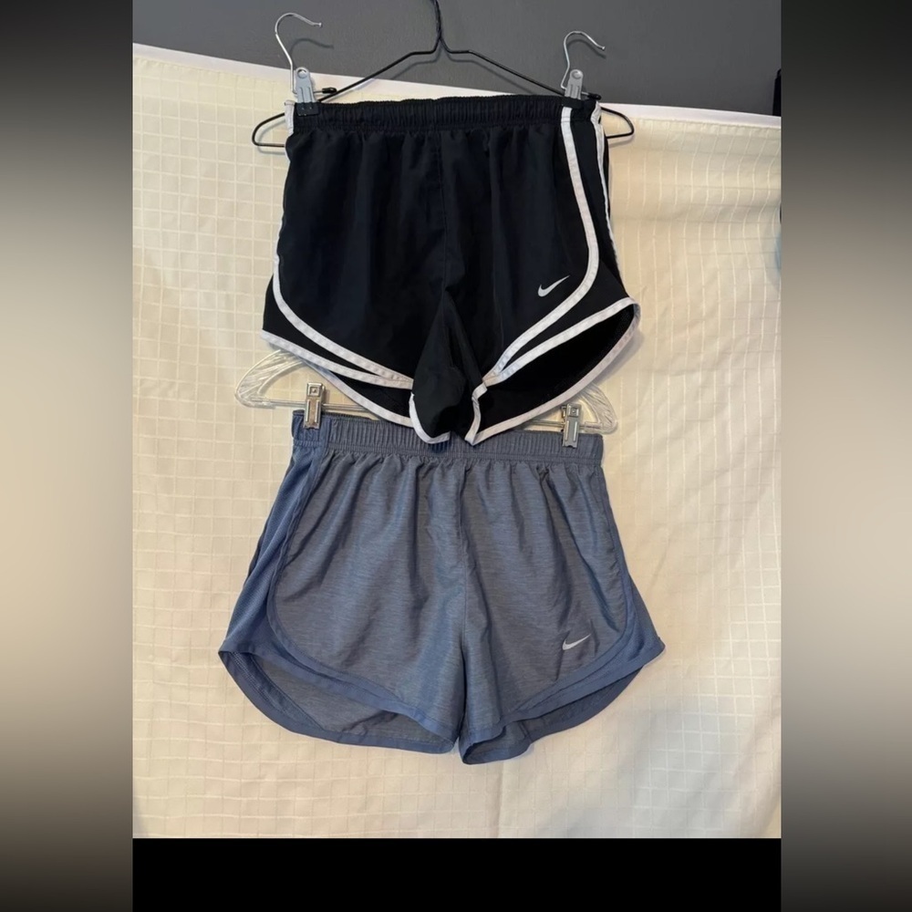 Lot of 2 Nike-  Running Shorts Women's Size Small-  No Liner Black Blue/gray